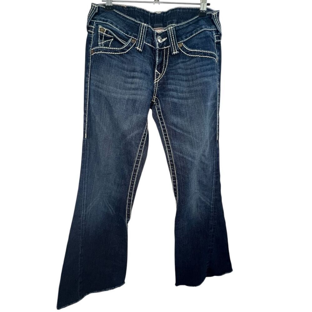 True Religion Low Rise Dark Wash Flared Denim Jeans